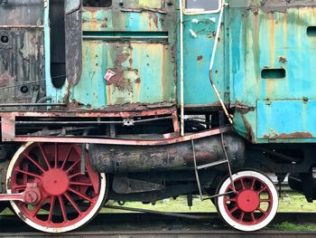 Close-up of abandoned train