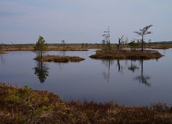 Scenic view of lake against sky