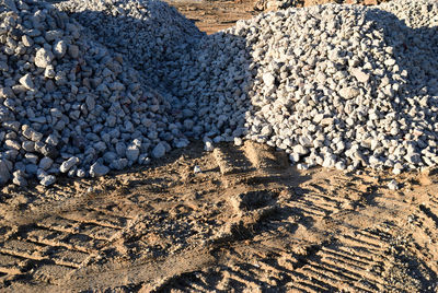 High angle view of pebbles