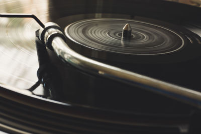 High angle view of turntable