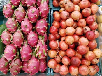 High angle view of fruits for sale in market