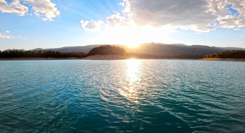 Scenic view of lake against sky