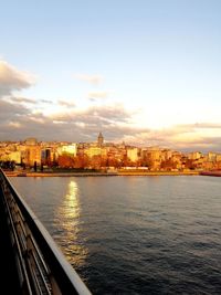 River by buildings against sky in city