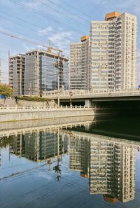 Reflection of buildings in city