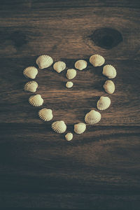 Directly above shot of shells on table