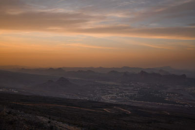 Scenic view of landscape against sky during sunset