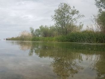 Scenic view of lake against sky