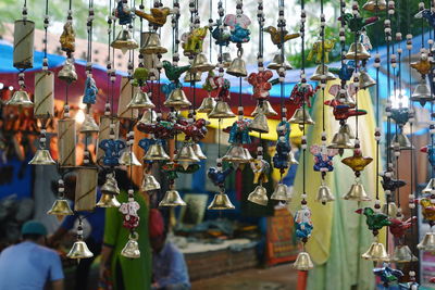 Close-up of colorful decorations for sale in market