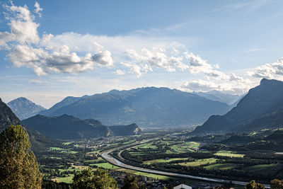 Scenic view of mountains against sky