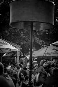 People at street market in city