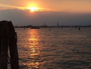 Scenic view of sea against sky during sunset