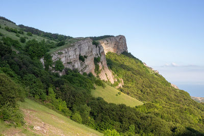 Scenic view of mountains against clear sky