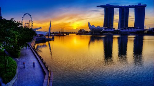 Scenic view of sea at sunset