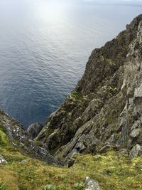 High angle view of sea and mountains