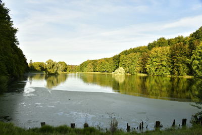 Scenic view of lake against sky