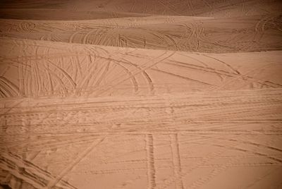 Full frame shot of tire tracks in desert