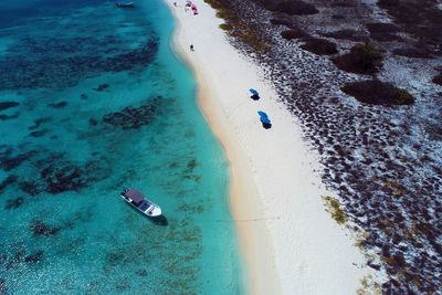 High angle view of people on beach