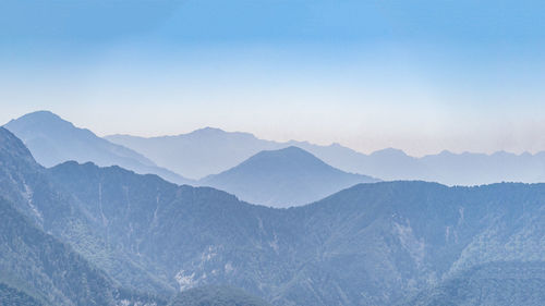 Scenic view of mountains against clear sky