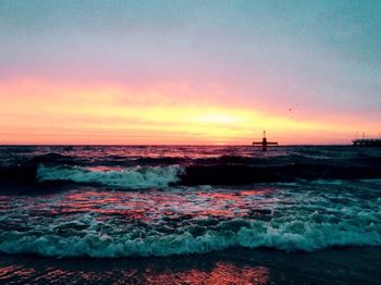 Scenic view of sea during sunset