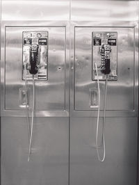 Close-up of telephone booth