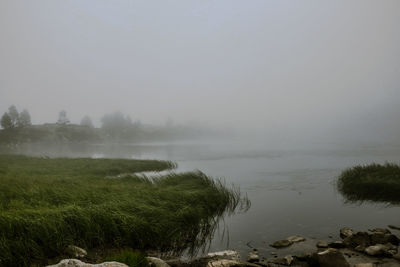 Scenic view of lake against sky