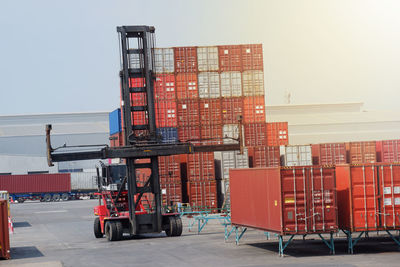 Low angle view of commercial dock