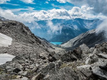 Scenic view of mountains against sky