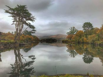 Scenic view of lake against sky