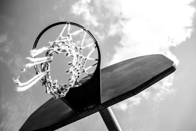 Low angle view of basketball hoop against sky