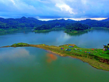 Scenic view of lake against sky