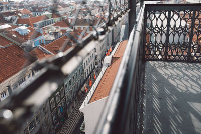 High angle view of buildings in city