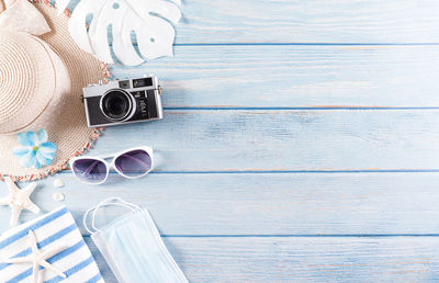 High angle view of sunglasses on table