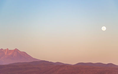 Scenic view of mountain against sky during sunset