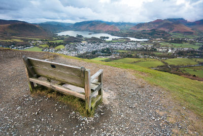 Beautiful derwent water and keswick town in the lake district england,uk