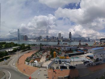 High angle view of city