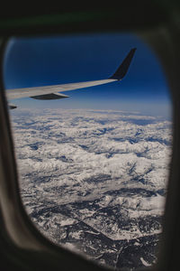 Aerial view of landscape seen from airplane window