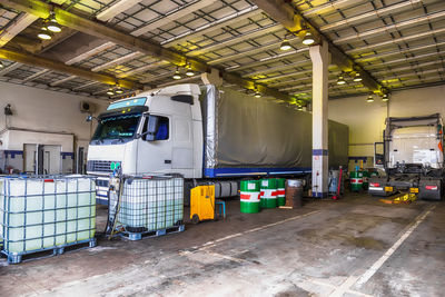 Semi-truck at distribution warehouse