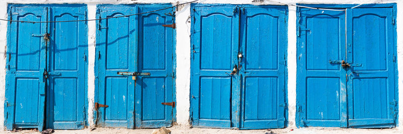 Full frame shot of closed blue doors