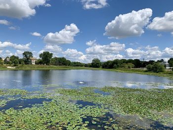 Scenic view of lake against sky