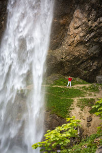 Scenic view of waterfall