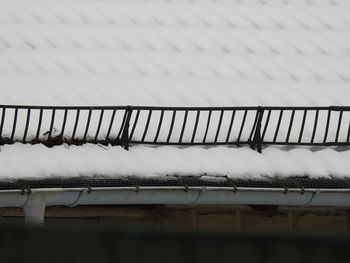 Close-up of wooden fence on snow covered landscape