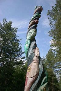 Low angle view of statue against sky