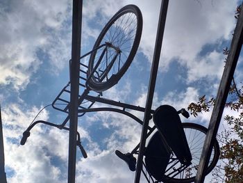 Low angle view of basketball hoop against sky