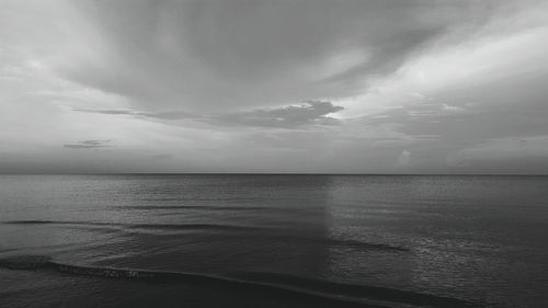 Scenic view of sea against cloudy sky