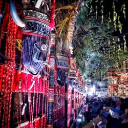 Red lanterns hanging in row