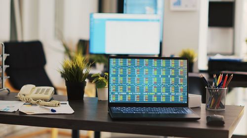 Close-up of laptop on table