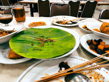 High angle view of food on table