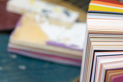 Close-up of books on table