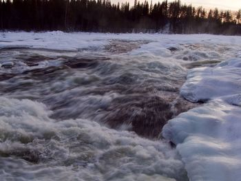 Winter landscape, waterfall storforsen in the north of sweden