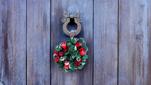 Close-up of closed red door